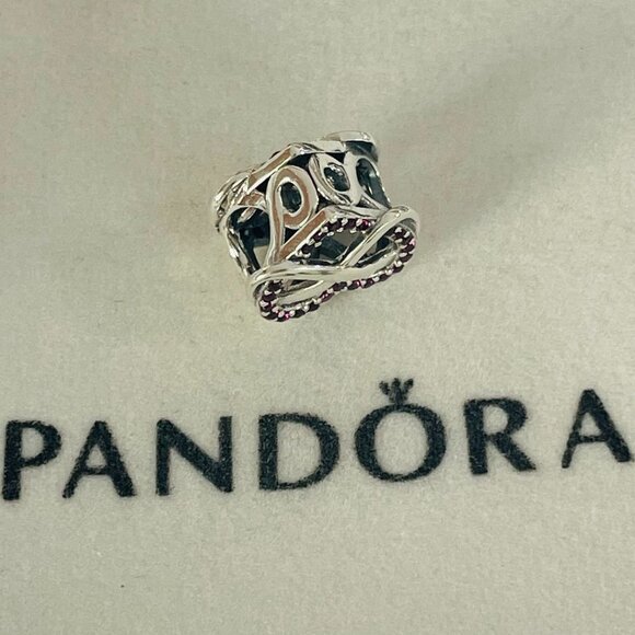 Pandora Family Infinity Red Heart Dangle Charm Pendant, S925 Sterling Silver - Picture 3 of 4